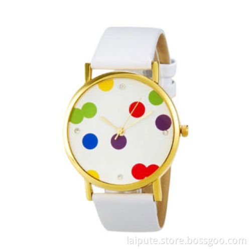 Crystal & Star Decorated Women's Round Analog Jewelry Alloy Watch with PU Leather Strap (Black)